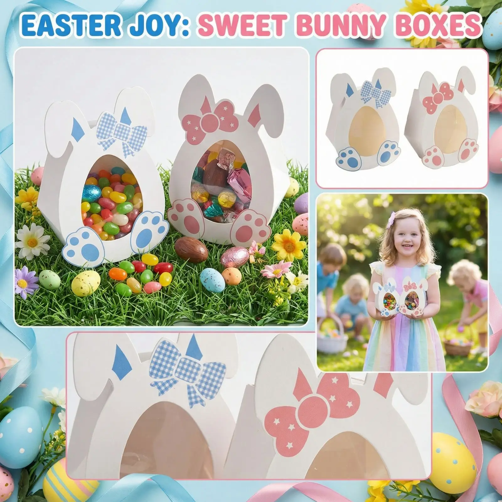 Cute Easter Candy Carton with Bunny & Egg Patterns, Party Favor Gift Boxes
Cute Easter Candy Carton with Bunny & Egg Patterns, Party Favor Gift Boxes