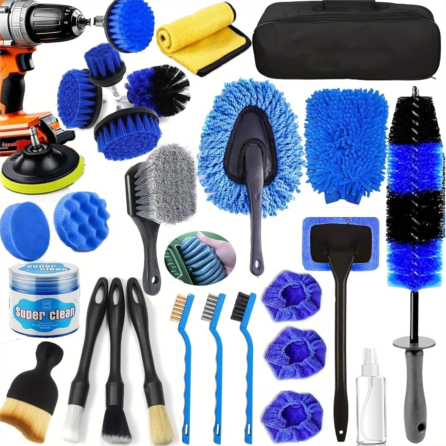 26 Pcs Car Detailing Kit With Drill Brush Set, Auto Interior And Exterior Cleaning Tools For Car Wash And Wheel Care
26 Pcs Car Detailing Kit With Drill Brush Set, Auto Interior And Exterior Cleaning Tools For Car Wash And Wheel Care
