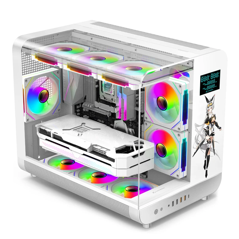 Custom Tempered Glass Computer Case For Gaming PC Desktop With Digital Display
Custom Tempered Glass Computer Case For Gaming PC Desktop With Digital Display