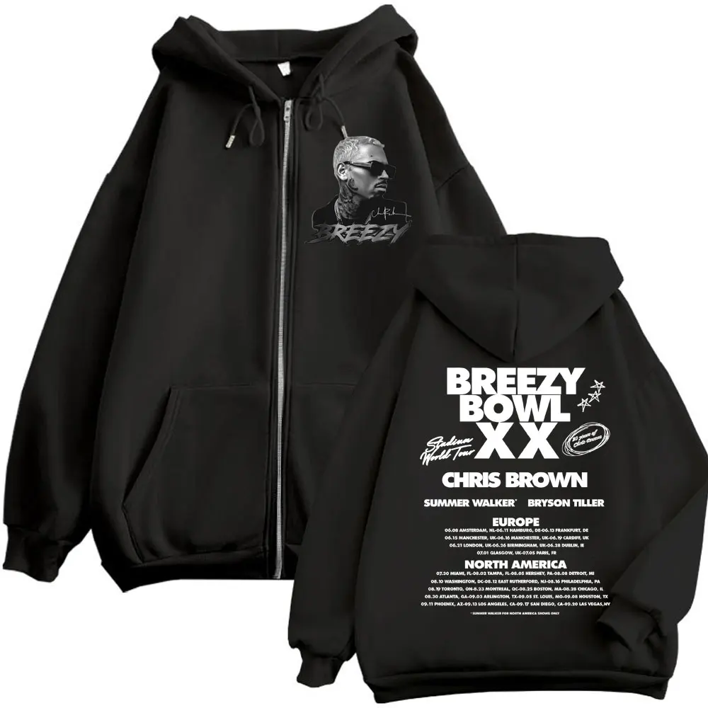 Chris Brown Breezy Bowl XX Tour 2025 Zip Up Hoodie Vintage Fashion Hip Hop Zipper Sweatshirts Men Women Casual Loose Pullovers
Chris Brown Breezy Bowl XX Tour 2025 Zip Up Hoodie Vintage Fashion Hip Hop Zipper Sweatshirts Men Women Casual Loose Pullovers