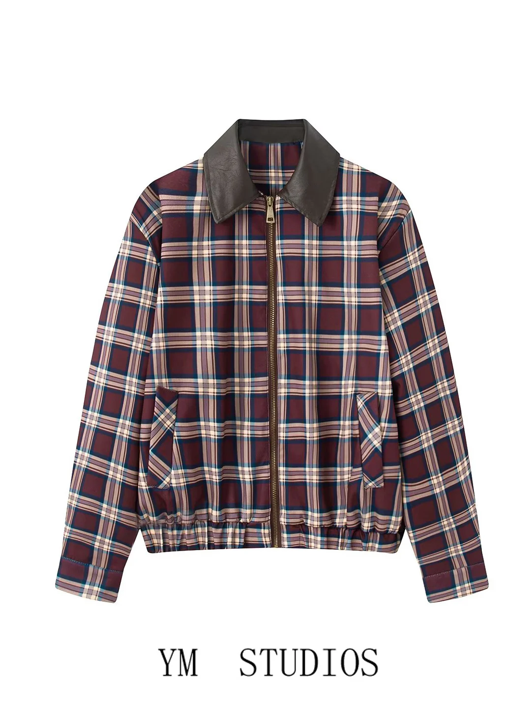 Retro Plaid Leather Patchwork Jaet Women's ort Pilot Coat Spring Autumn 2026 Polyester Fiber Stand Fit Zipper Closure
Retro Plaid Leather Patchwork Jaet Women's ort Pilot Coat Spring Autumn 2026 Polyester Fiber Stand Fit Zipper Closure