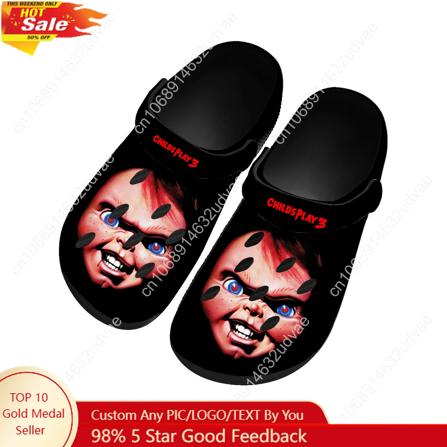 Childs Play Chucky Sandals Mens Women Youth Boy Girl Water Shoes Home Garden Clogs Custom Made Breathable Hole Slippers 
Childs Play Chucky Sandals Mens Women Youth Boy Girl Water Shoes Home Garden Clogs Custom Made Breathable Hole Slippers