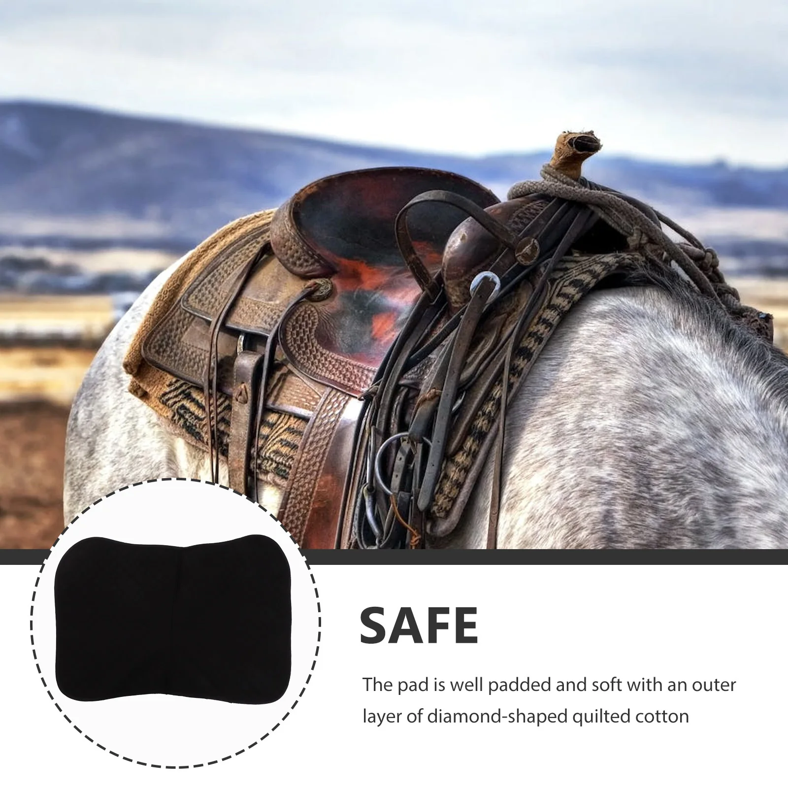 Anti-Slip Sweat Pad for Horse 1 Piece Eva Cotton Polyester Material Comfortable Thick Saddle Pad Easy to Install
Anti-Slip Sweat Pad for Horse 1 Piece Eva Cotton Polyester Material Comfortable Thick Saddle Pad Easy to Install