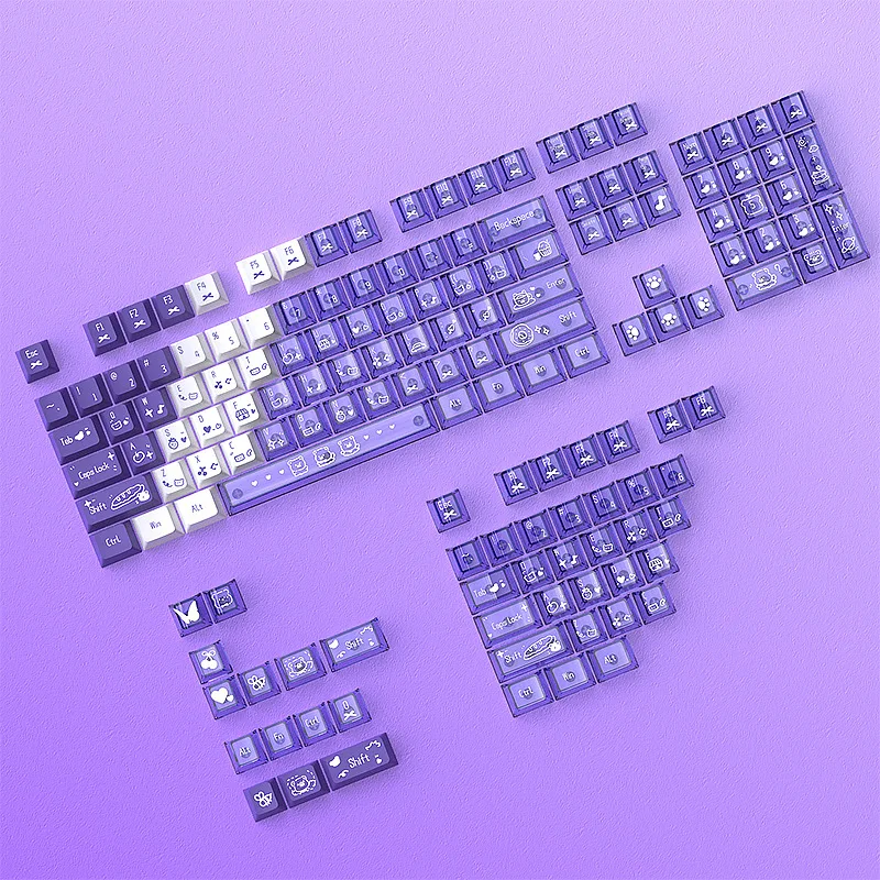 Ebony purple keycap mechanical keyboard small full set of 153 keys PBT sublimation PC two-color original factory
Ebony purple keycap mechanical keyboard small full set of 153 keys PBT sublimation PC two-color original factory