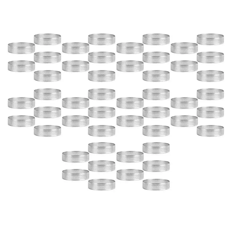 A84X-50Pcs Circular Tart Rings With Holes Stainless Steel Fruit Pie Quiches Cake Mousse Mold Kitchen Baking Mould 9Cm
A84X-50Pcs Circular Tart Rings With Holes Stainless Steel Fruit Pie Quiches Cake Mousse Mold Kitchen Baking Mould 9Cm