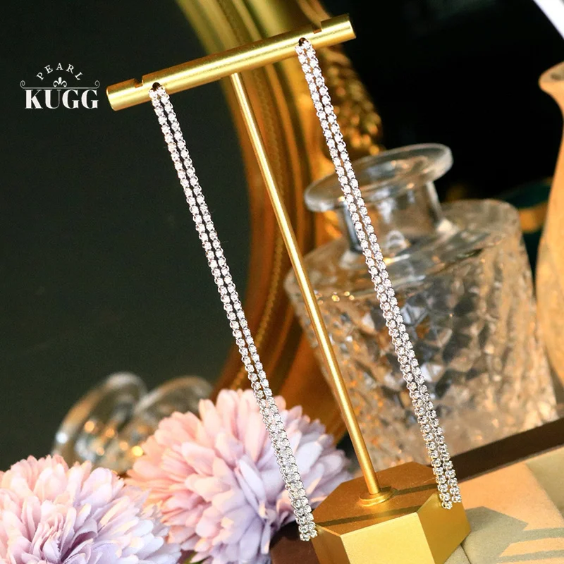 KUGG 100% 18K White Gold Earrings Luxury Tassles Drop Earrings 2.0carat Real Natural Diamond Earrings for Women Fine Jewelry
KUGG 100% 18K White Gold Earrings Luxury Tassles Drop Earrings 2.0carat Real Natural Diamond Earrings for Women Fine Jewelry