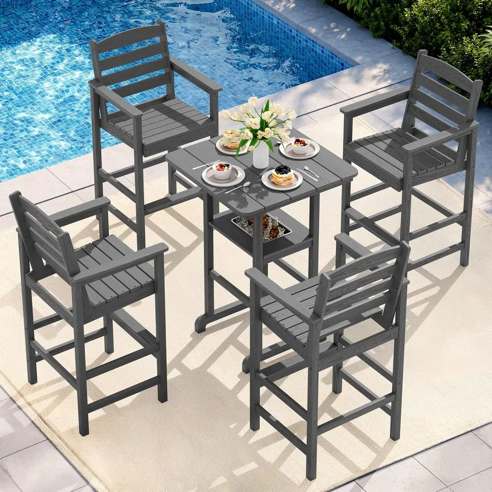 Adirondack Bar Chairs and Table 5 Pieces Set, HDPE Bar Height Chairs Set of 2 and Bar Table with Ice Bucket, Outdoor Bar Stools
Adirondack Bar Chairs and Table 5 Pieces Set, HDPE Bar Height Chairs Set of 2 and Bar Table with Ice Bucket, Outdoor Bar Stools