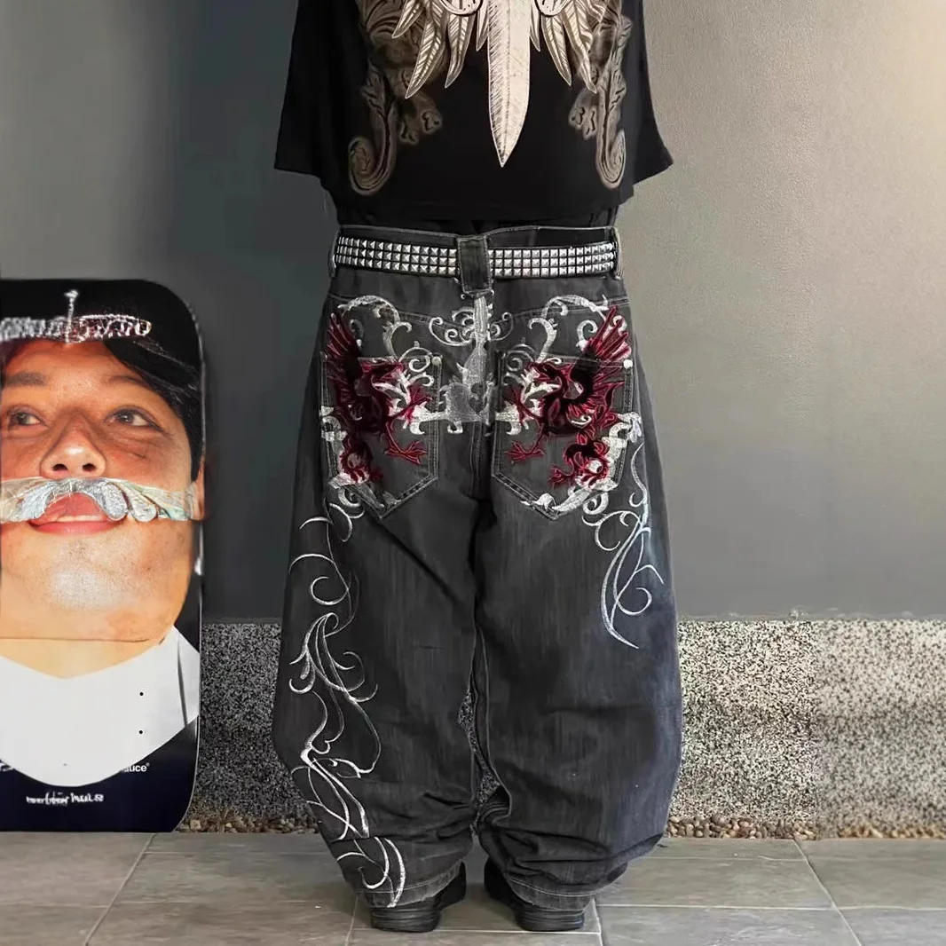 Gothic Skull Head Embroidery Loose Wide Leg Jeans Street Sle Spring Autumn Trendy Cotton Denim Pants for Teens Straight Cut
Gothic Skull Head Embroidery Loose Wide Leg Jeans Street Sle Spring Autumn Trendy Cotton Denim Pants for Teens Straight Cut