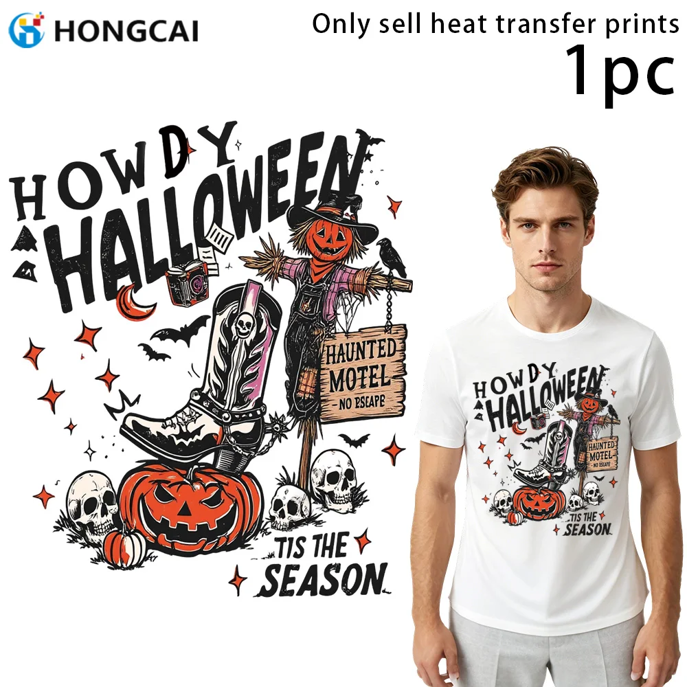 Howdy Halloween western DTF transfer with pumpkin & cowboy boots, washable for DIY tees and sweaters.
Howdy Halloween western DTF transfer with pumpkin & cowboy boots, washable for DIY tees and sweaters.
