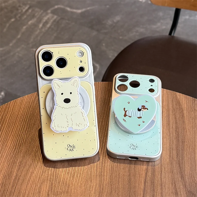Cute Dog Print For MagSafe Phone Case with Stand Shockproof Protective Cover Aesthetic Kawaii Yellow Green Case for Girls
Cute Dog Print For MagSafe Phone Case with Stand Shockproof Protective Cover Aesthetic Kawaii Yellow Green Case for Girls