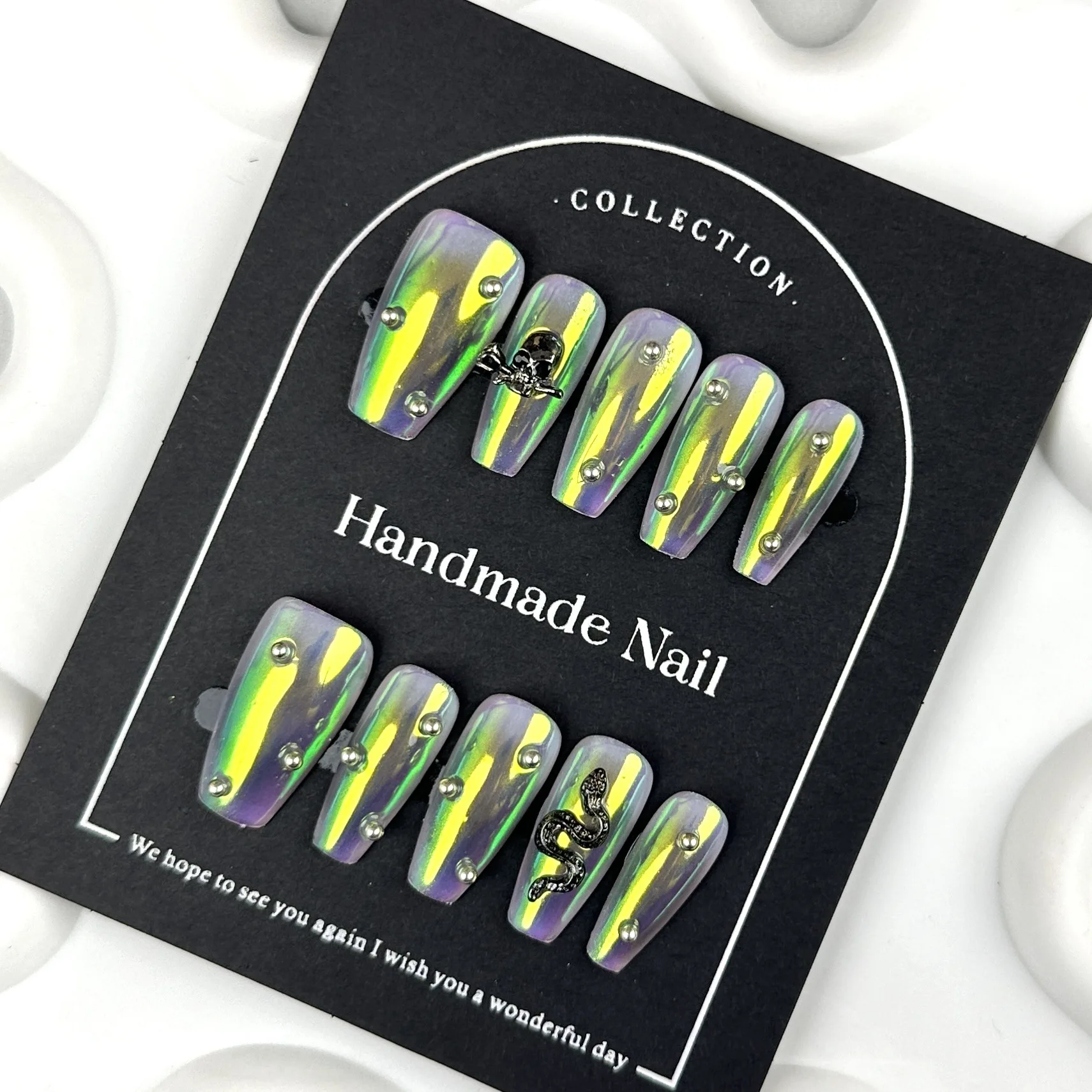 Metal Punk Handmade Fake Nails Blush Laser Y2k Nail Ballet Press On Acyrlic Nails Cool Colorful Aurora False Nails Long Wearable
Metal Punk Handmade Fake Nails Blush Laser Y2k Nail Ballet Press On Acyrlic Nails Cool Colorful Aurora False Nails Long Wearable