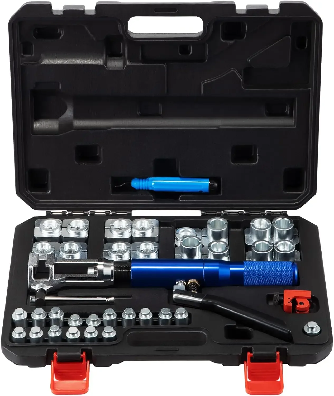 Hydraulic Flaring Tool Kit, 45° Double Flaring Tool, Brake Repair Brake Flaring Tools for 3/16"-1/2",
Hydraulic Flaring Tool Kit, 45° Double Flaring Tool, Brake Repair Brake Flaring Tools for 3/16"-1/2",