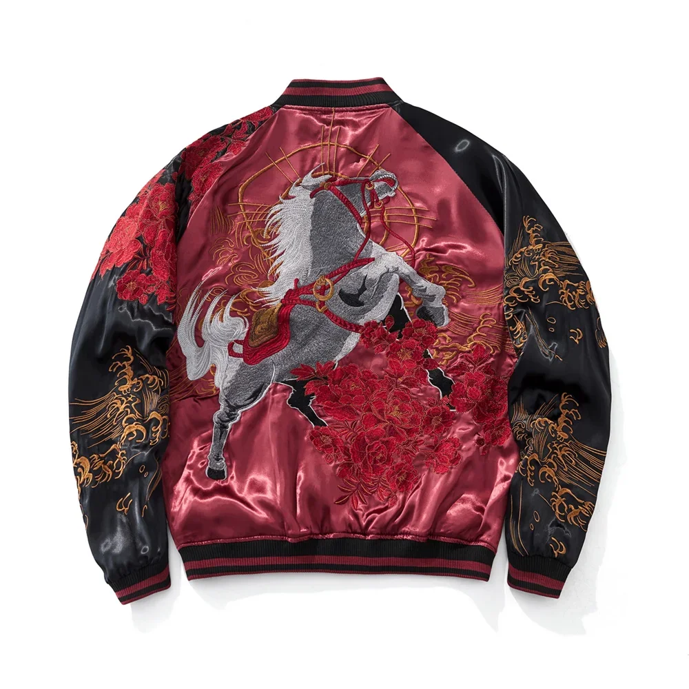 Japanese Men Women Baseball Streetwear Harajuku Clothing High Quality Yokosuka Style Horse Embroidered Red Jacket
Japanese Men Women Baseball Streetwear Harajuku Clothing High Quality Yokosuka Style Horse Embroidered Red Jacket