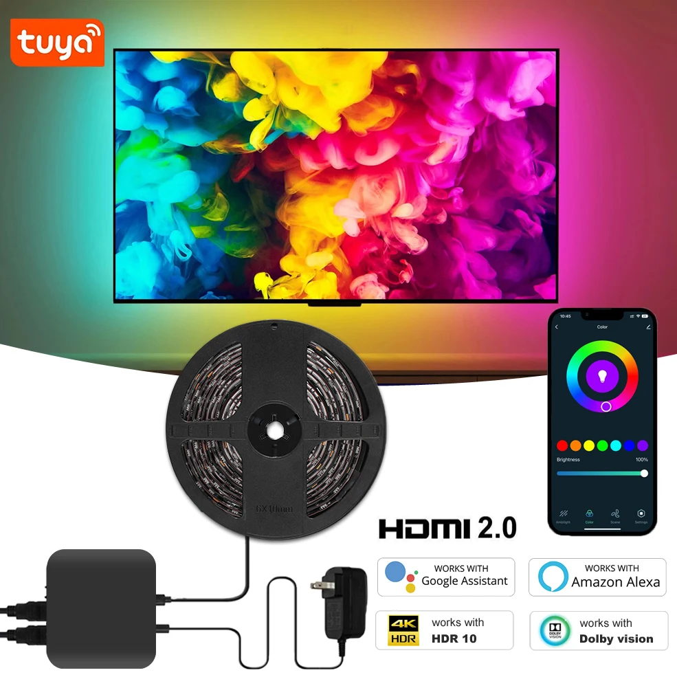 Smart Ambient Lighting TV Backlight 4K Hdmi 2.0 Sync Box Led Strip Lights Kit PC Screen Tuya Led Tape For Alexa, Google Home
Smart Ambient Lighting TV Backlight 4K Hdmi 2.0 Sync Box Led Strip Lights Kit PC Screen Tuya Led Tape For Alexa, Google Home