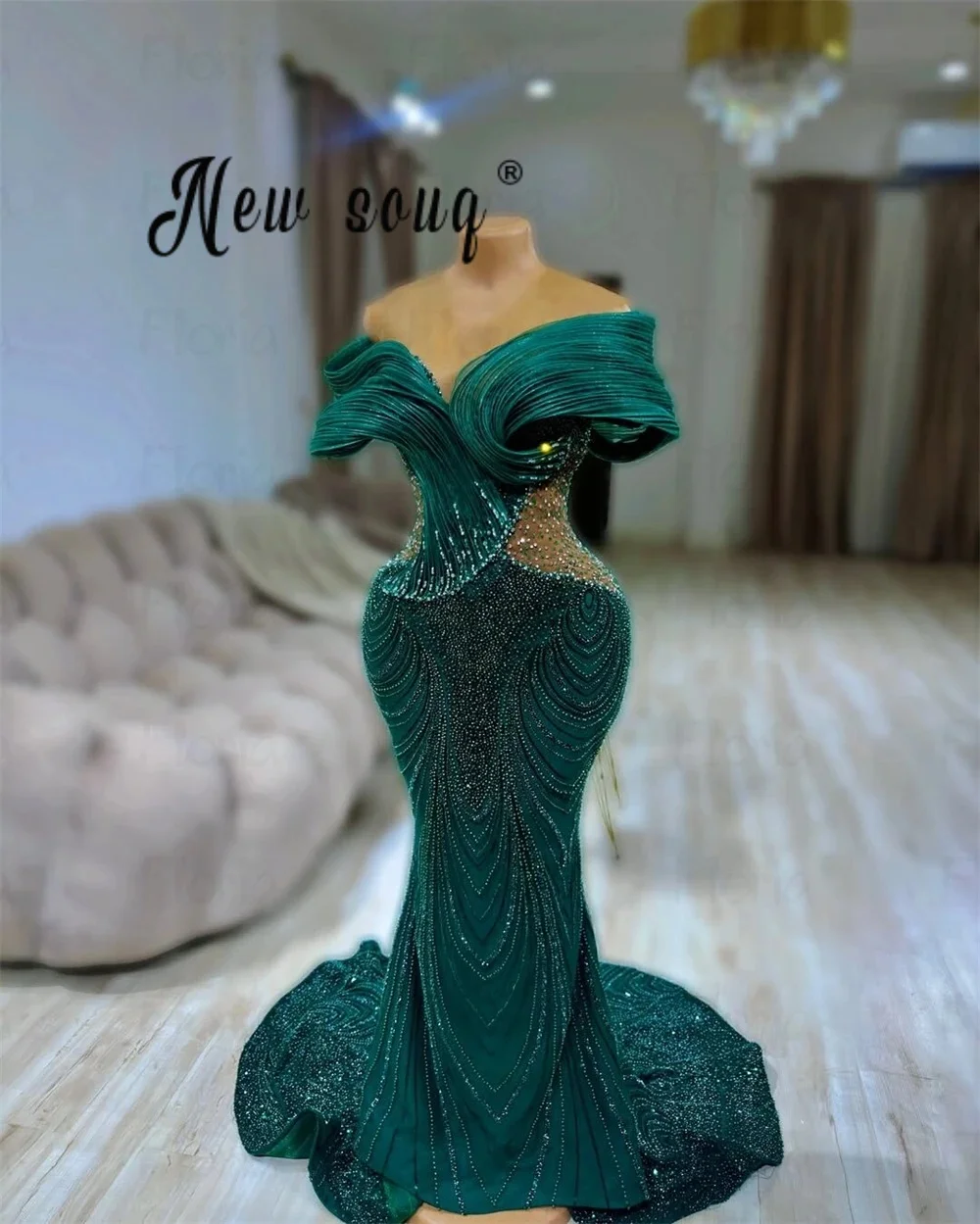 Dark Green Women Evening Dress Arabic Plus Size Wedding Guest Gown Sheer Neck Beading Red Carpet Party Night Dress Customized
Dark Green Women Evening Dress Arabic Plus Size Wedding Guest Gown Sheer Neck Beading Red Carpet Party Night Dress Customized