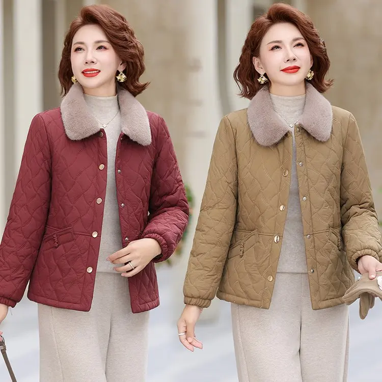 Winter New Faion Cotton Jaet ort Padded Quilted Warm Diamond Pattern Collar Flip Design ly Women's Mommy Clothes
Winter New Faion Cotton Jaet ort Padded Quilted Warm Diamond Pattern Collar Flip Design ly Women's Mommy Clothes