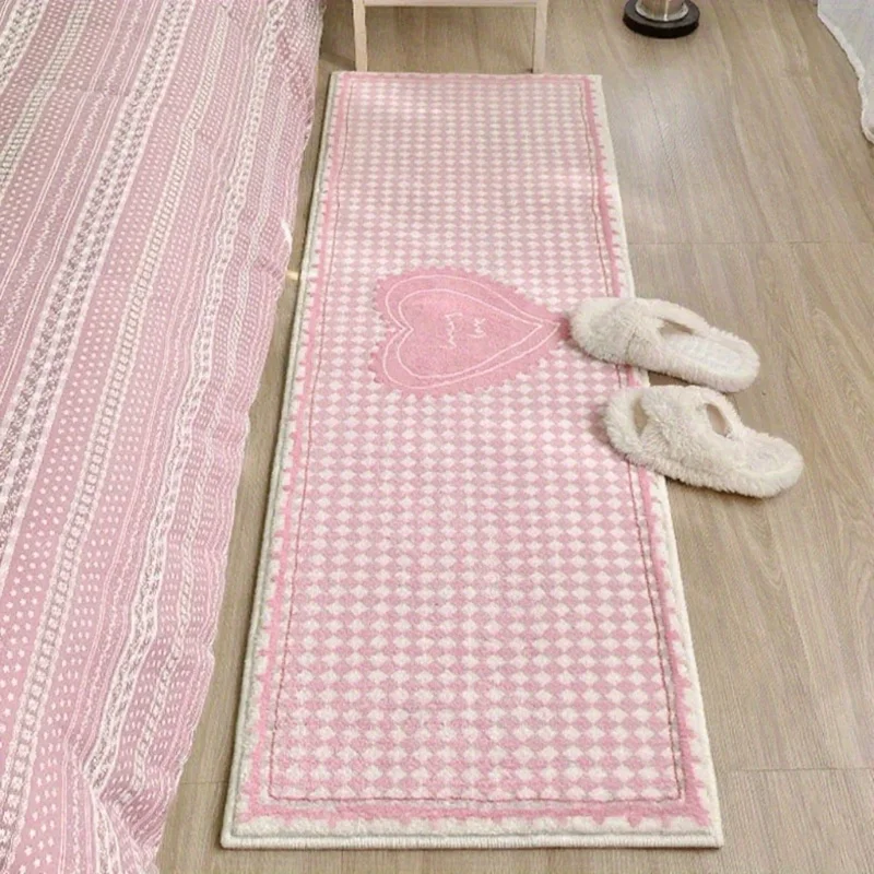 VIKAMA Pink & White Checkered Love Heart Shaped Bedside Carpet Soft Comfortable Decorative Foot Pad for Girls Bedroom Dormitory
VIKAMA Pink & White Checkered Love Heart Shaped Bedside Carpet Soft Comfortable Decorative Foot Pad for Girls Bedroom Dormitory