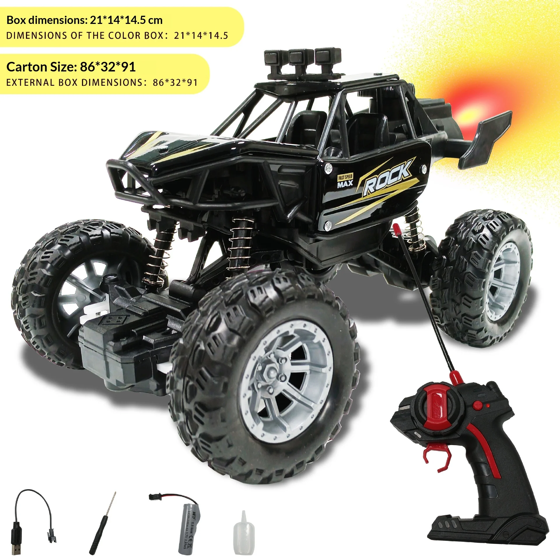 RC Rock Crawler Alloy Off Road Truck With Spray Function LED Lights Rechargeable High Speed Remote Control Toy Car For Kids
RC Rock Crawler Alloy Off Road Truck With Spray Function LED Lights Rechargeable High Speed Remote Control Toy Car For Kids