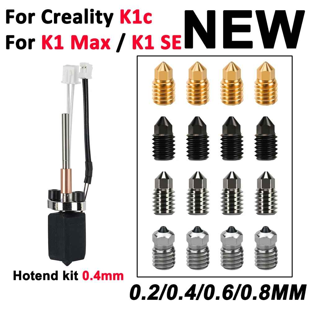 НОВЫЙ керамический комплект Hotend для Creality K1C K1 MAX K1 SE hotend, сменная закаленная латунная насадка, комплект керамического нагревательного блока
НОВЫЙ керамический комплект Hotend для Creality K1C K1 MAX K1 SE hotend, сменная закаленная латунная насадка, комплект керамического нагревательного блока