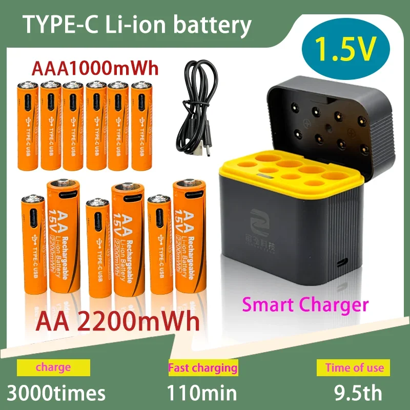 New 1.5V AA and AAA rechargeable Lithium battery charger Flashlight Toys Power Tools Vacuum cleaner Camera Game Console drone
New 1.5V AA and AAA rechargeable Lithium battery charger Flashlight Toys Power Tools Vacuum cleaner Camera Game Console drone