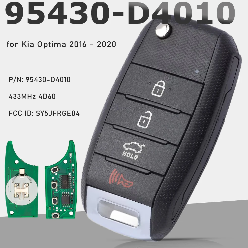 KEYECU 95430-D4010 433 МГц 4D60 Дистанционный брелок для Kia Optima 2016 2017 2018 2019 2020 FCC ID: SY5JFRGE04
KEYECU 95430-D4010 433 МГц 4D60 Дистанционный брелок для Kia Optima 2016 2017 2018 2019 2020 FCC ID: SY5JFRGE04