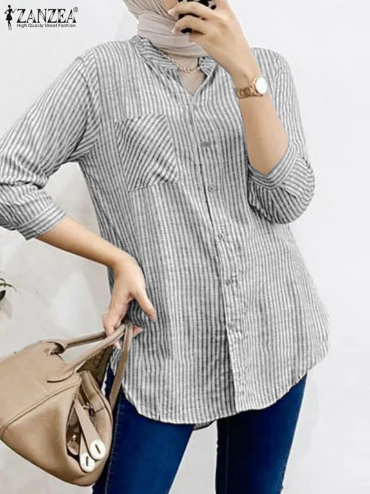 ZANZEA Fashion Women Muslim Blouse Vintage Long Sleeve Stand Neck Stripe Shirt Casual Tops Turkey Abaya Blusas Islamic Clothing
ZANZEA Fashion Women Muslim Blouse Vintage Long Sleeve Stand Neck Stripe Shirt Casual Tops Turkey Abaya Blusas Islamic Clothing