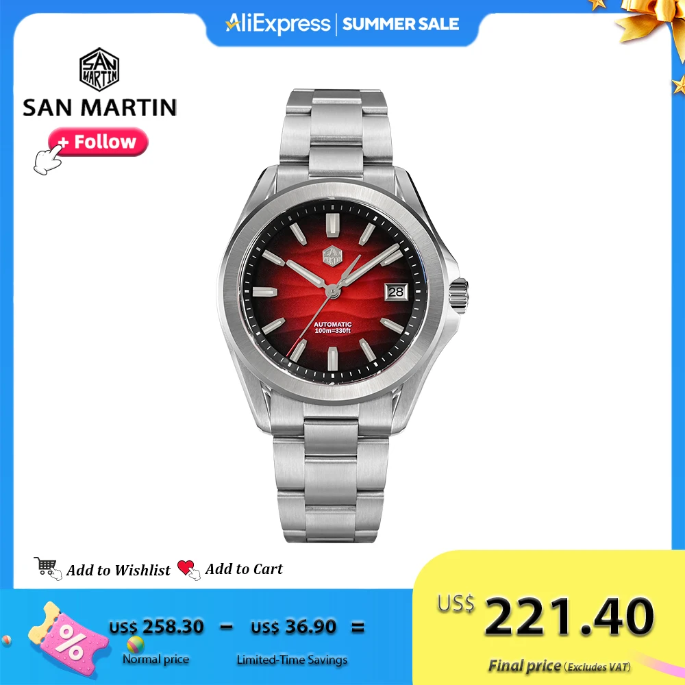 San Martin Luxury Sports style Dune Texture Dial Automatic Mechanical Watch for Men Sapphire Waterproof 10Bar Luminous SN0129G
San Martin Luxury Sports style Dune Texture Dial Automatic Mechanical Watch for Men Sapphire Waterproof 10Bar Luminous SN0129G