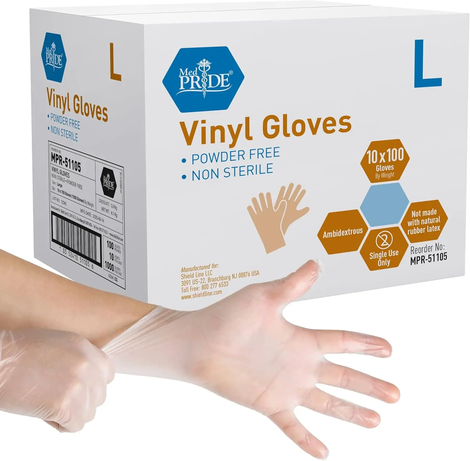 Heavy Duty Vinyl Gloves 4.3 mil Thick Powder-Free for Medical Food Handling and Cleaning
Heavy Duty Vinyl Gloves 4.3 mil Thick Powder-Free for Medical Food Handling and Cleaning
