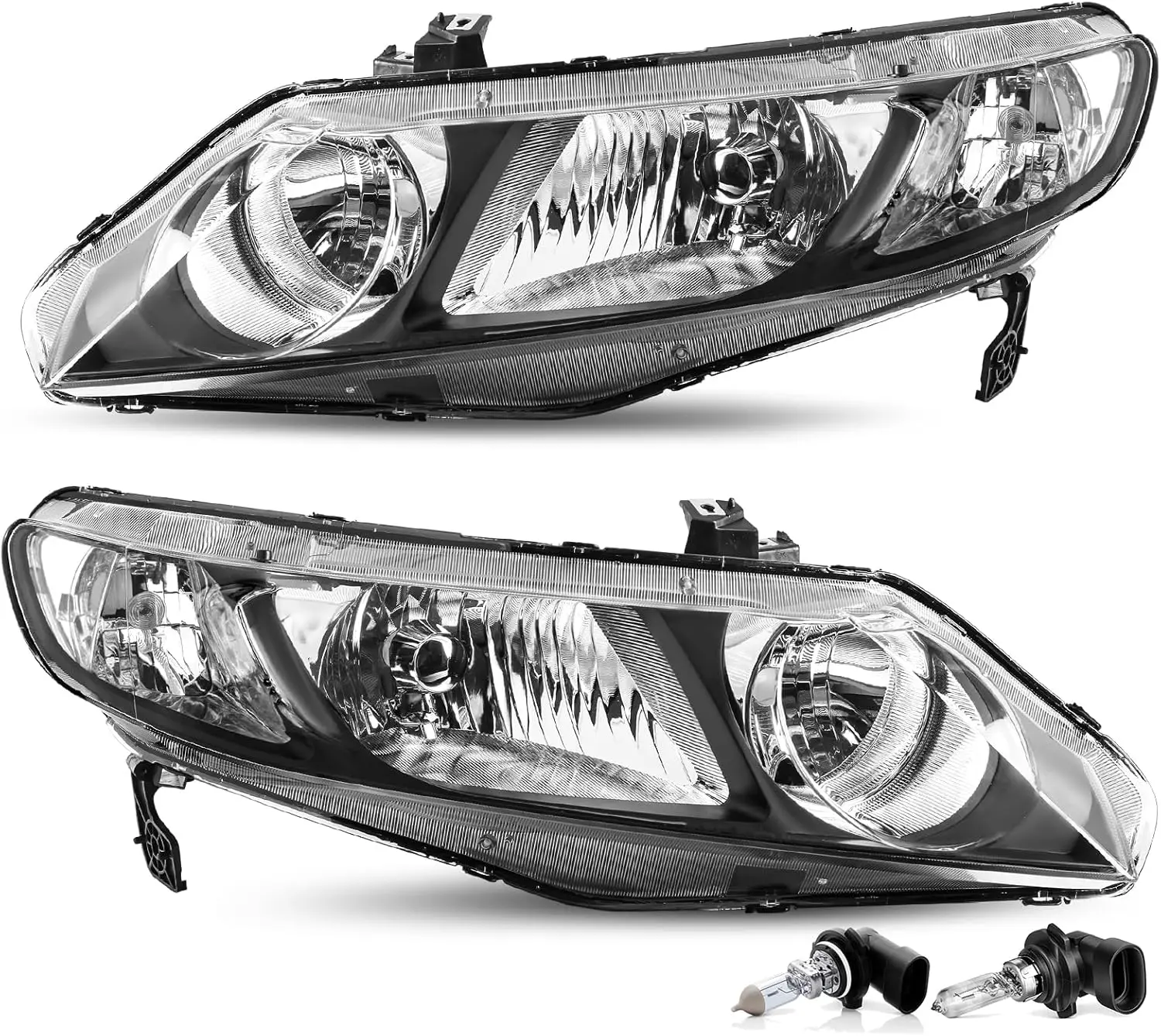 Замена пары фар в сборе для Honda Civic Sedan 2006-2011 годов, 4-дверная галогенная фара с лампочками, черный корпус, прозрачный отражатель
Замена пары фар в сборе для Honda Civic Sedan 2006-2011 годов, 4-дверная галогенная фара с лампочками, черный корпус, прозрачный отражатель