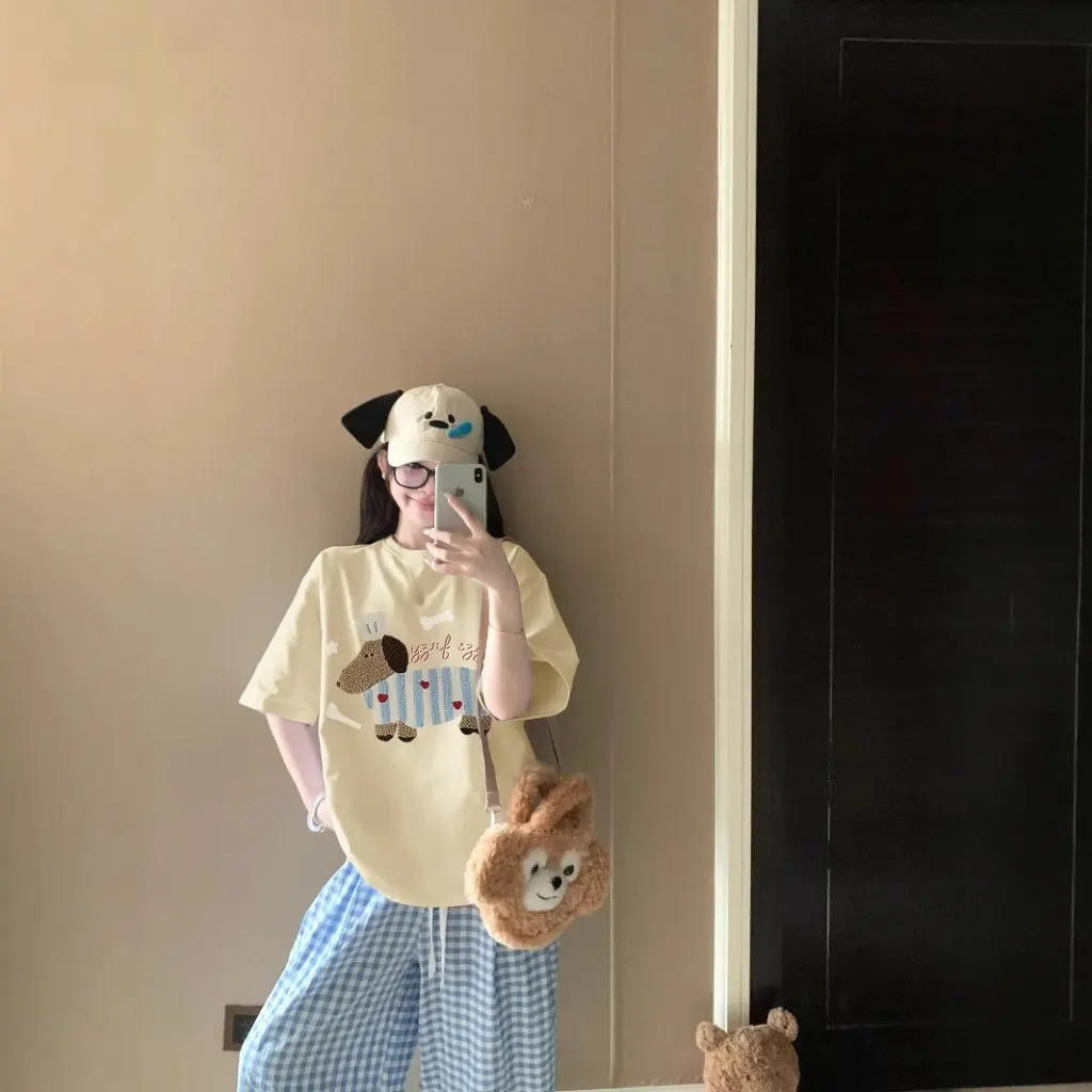 Women's Heavy Cotton Short-Sleeved T-Shirt Summer Loose Fit American-Style Retro Design Trendy Top
Women's Heavy Cotton Short-Sleeved T-Shirt Summer Loose Fit American-Style Retro Design Trendy Top