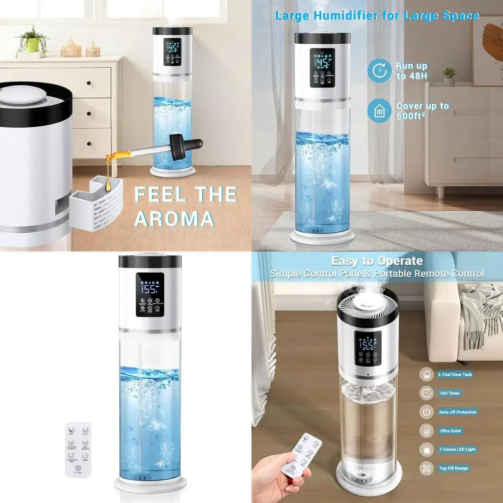 Ультразвуковой увлажнитель воздуха с холодным туманом, 8 л, с 7-цветной подсветкой, гигростатом и верхним заливом для дома и офиса
Ультразвуковой увлажнитель воздуха с холодным туманом, 8 л, с 7-цветной подсветкой, гигростатом и верхним заливом для дома и офиса