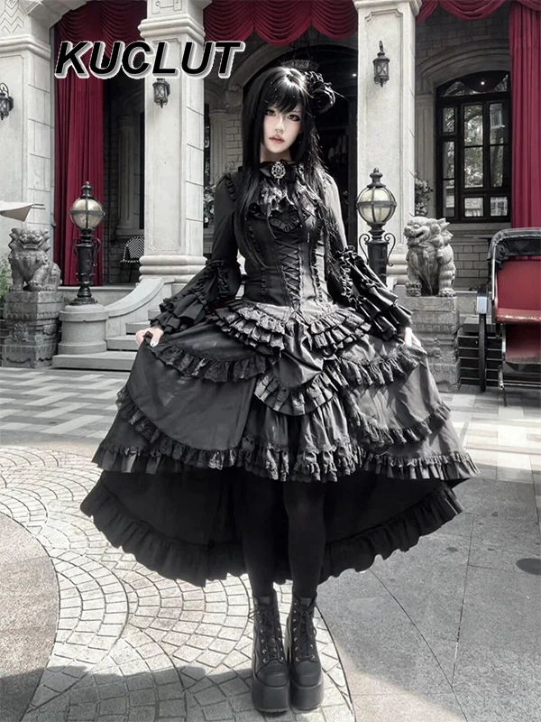 Women's Sets Dark Gothic Heavy Industry Style Elegant Party Long Sleeve Shirt and High Waist Skirt Set Autumn Lolita Suit
Women's Sets Dark Gothic Heavy Industry Style Elegant Party Long Sleeve Shirt and High Waist Skirt Set Autumn Lolita Suit