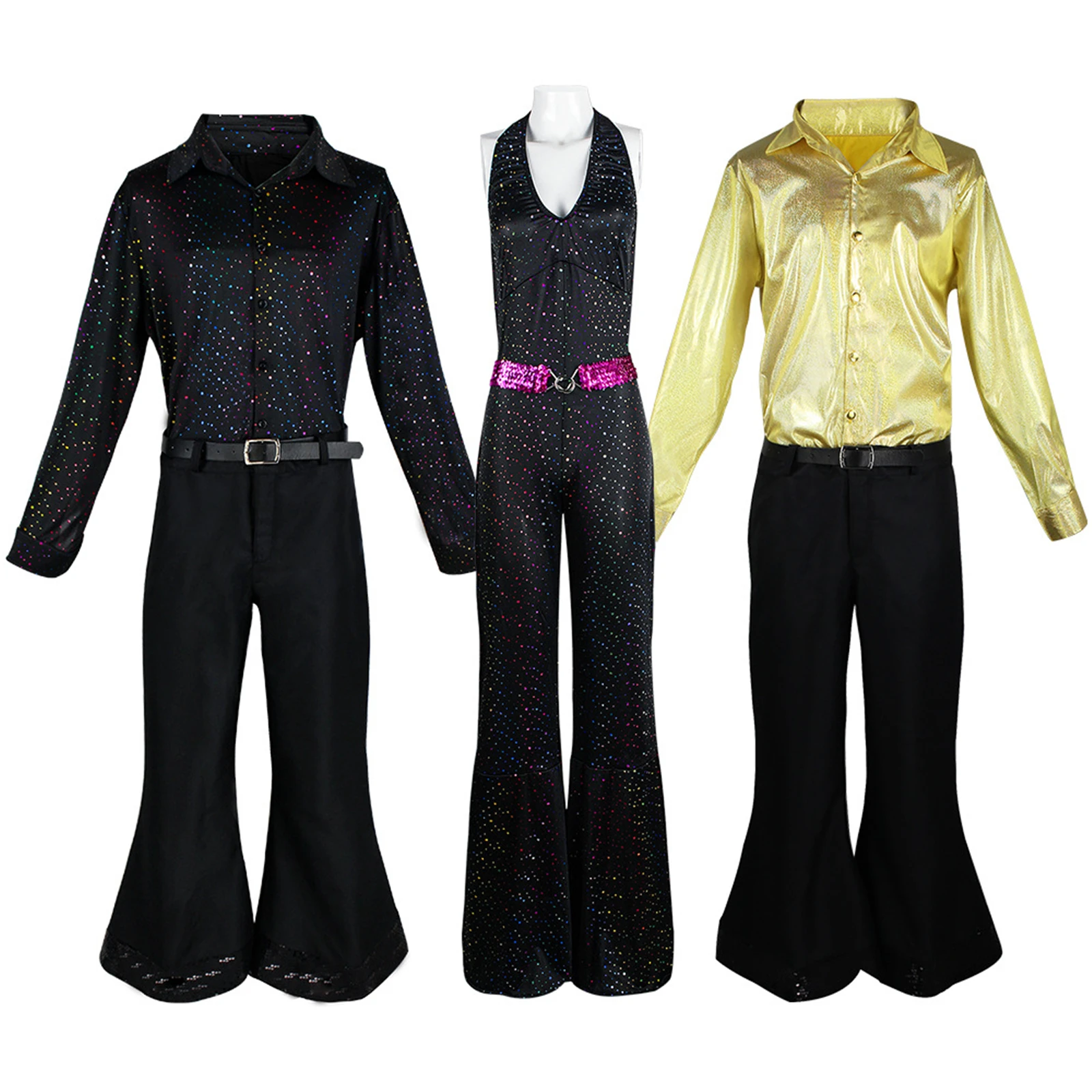 70s Disco Hippie Sequin Shirt Bell Bottom Pants 80s Hip Hop Singer Lead Dance Costume Halloween Vintage Men Suit 
70s Disco Hippie Sequin Shirt Bell Bottom Pants 80s Hip Hop Singer Lead Dance Costume Halloween Vintage Men Suit