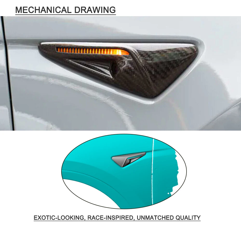 DRY Carbon 2PCS/Set Fits for Tesla Model 3/Y 2020-2023 Side Fender Camera Vent Cover Trims Side Splitters Car Kits Real Carbon
DRY Carbon 2PCS/Set Fits for Tesla Model 3/Y 2020-2023 Side Fender Camera Vent Cover Trims Side Splitters Car Kits Real Carbon