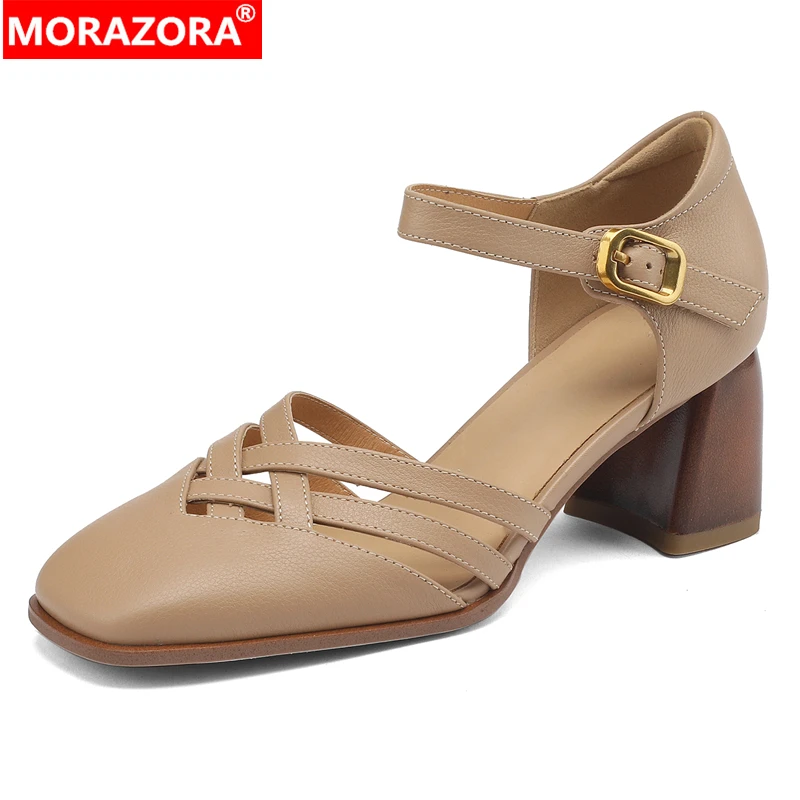 MORAZORA 2024 New Genuine Leather Shoes Women Sandals Buckle Square High Heels Sandals Summer Ladies Office Shoes
MORAZORA 2024 New Genuine Leather Shoes Women Sandals Buckle Square High Heels Sandals Summer Ladies Office Shoes