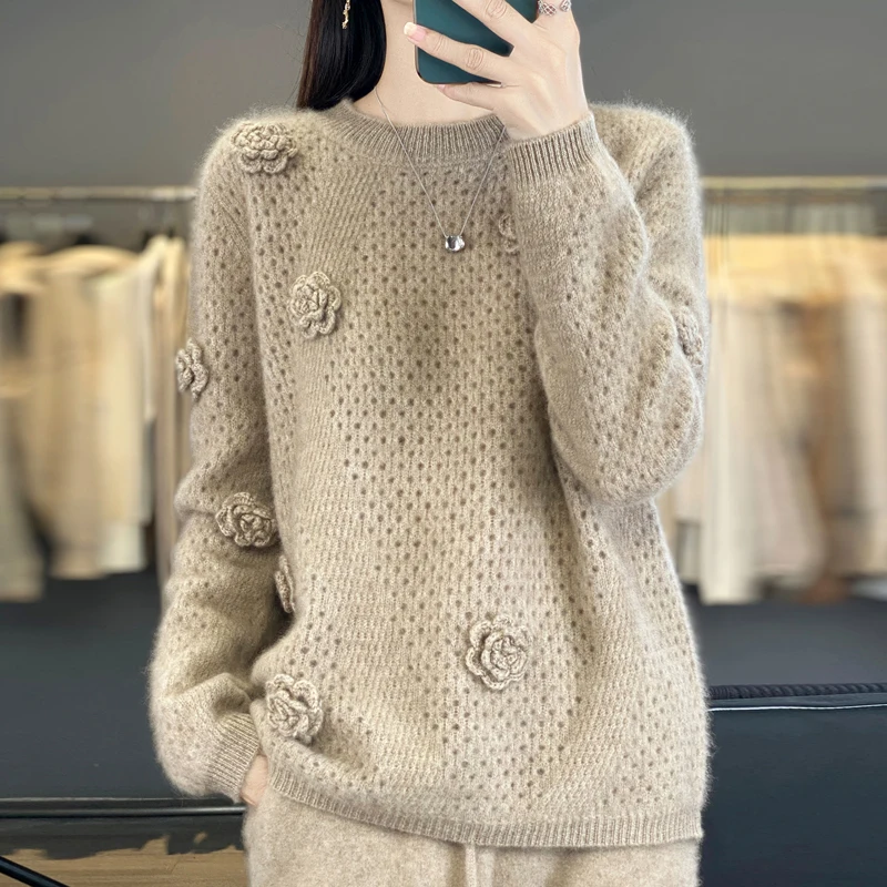 Women's Stitch Sweater Loose Wool Casual Pullover Crochet O-Neck Soft Warm Fashion Knitwear Autumn Winter Thickening Knit Top
Women's Stitch Sweater Loose Wool Casual Pullover Crochet O-Neck Soft Warm Fashion Knitwear Autumn Winter Thickening Knit Top