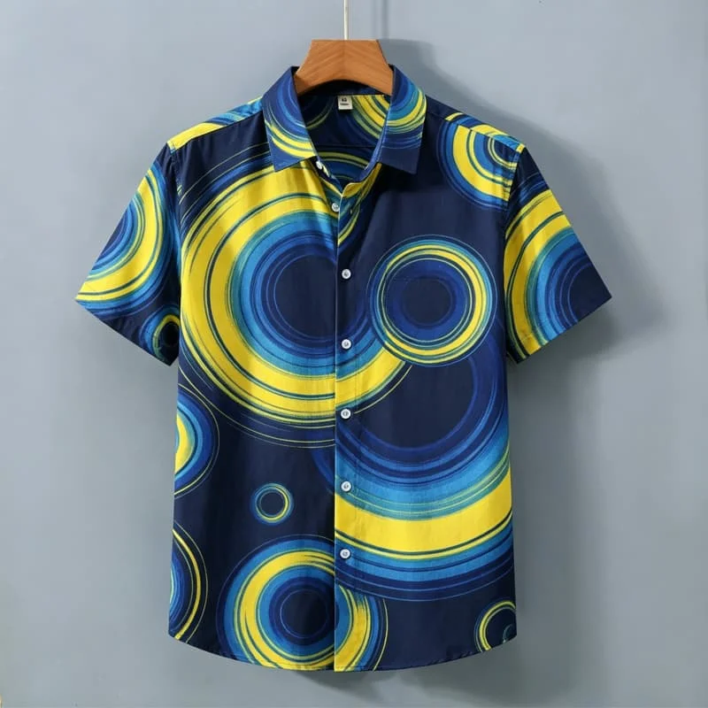 Gradient pop polka dot printed men's short sleeved shirt with pockets, for summer beach vacations and vintage casual wear
Gradient pop polka dot printed men's short sleeved shirt with pockets, for summer beach vacations and vintage casual wear