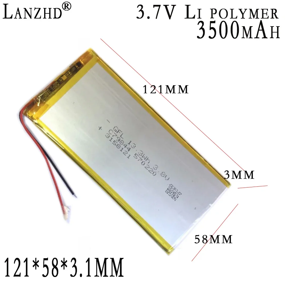1-12pcs Li-Po Polymer Battery 3158121 4.35V 3500mah soft pack battery For tablet Computer Bluetooth speaker Bank Tablet DVD
1-12pcs Li-Po Polymer Battery 3158121 4.35V 3500mah soft pack battery For tablet Computer Bluetooth speaker Bank Tablet DVD