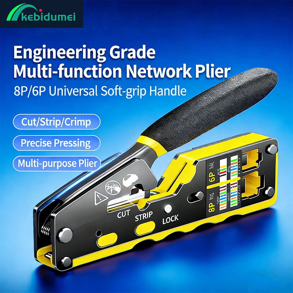 Kebidumei RJ45 Crimp Plier Pass Through Ethernet Modular Plug Crimping Tool for Cat6 Cat5/5e RJ45 Connectors 8P6P RJ11 Connector
Kebidumei RJ45 Crimp Plier Pass Through Ethernet Modular Plug Crimping Tool for Cat6 Cat5/5e RJ45 Connectors 8P6P RJ11 Connector