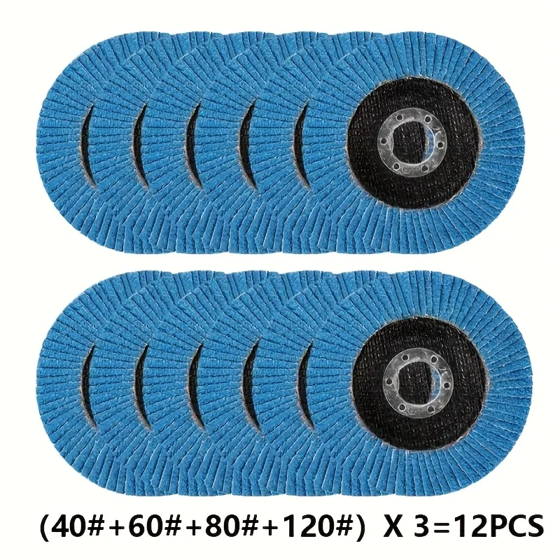 12-piece 125mm sanding disc set, made of blue aluminum oxide material, suitable for angle grinders for use on wood and metal
12-piece 125mm sanding disc set, made of blue aluminum oxide material, suitable for angle grinders for use on wood and metal