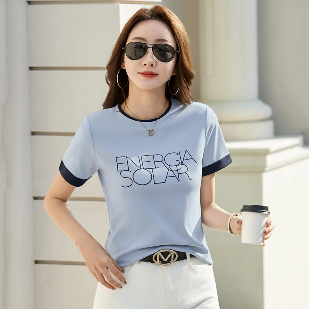New Women Letter Print T-shirt Summer Fashion O-Neck Short Sleeve Contrast Color Loose T-shirt Casual Daily T-shirt Female
New Women Letter Print T-shirt Summer Fashion O-Neck Short Sleeve Contrast Color Loose T-shirt Casual Daily T-shirt Female