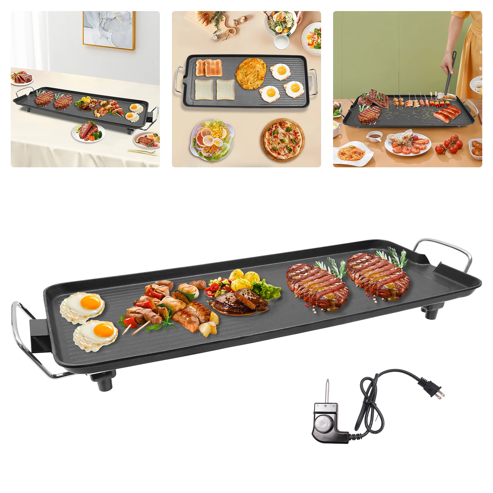 Electric Barbecue Grill, Outdoor Extra Larger Griddle Grill, 1500W Nonstick Electric Grill Plate, 5 Adjustable Temperature
Electric Barbecue Grill, Outdoor Extra Larger Griddle Grill, 1500W Nonstick Electric Grill Plate, 5 Adjustable Temperature