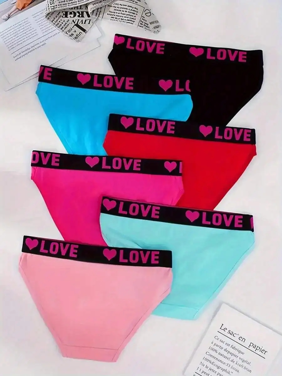 6 Pcs Womens Heart Letter Print Soft Cotton Briefs Bikini Underpants
6 Pcs Womens Heart Letter Print Soft Cotton Briefs Bikini Underpants