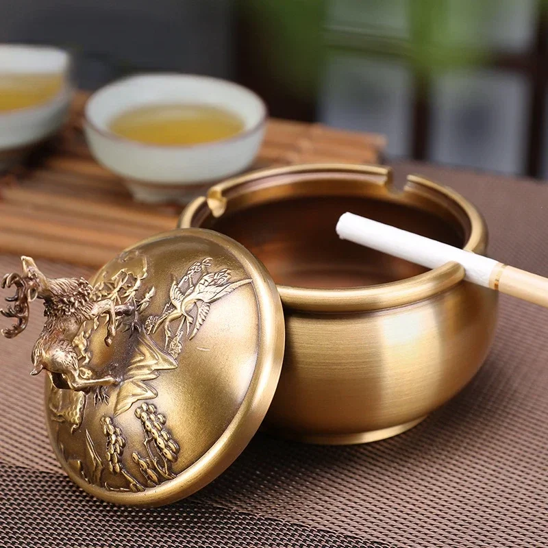 Chinese Retro Pure Copper Ashtray with Lid - Anti-Fly Ash Decor for Living Room/Office
Chinese Retro Pure Copper Ashtray with Lid - Anti-Fly Ash Decor for Living Room/Office