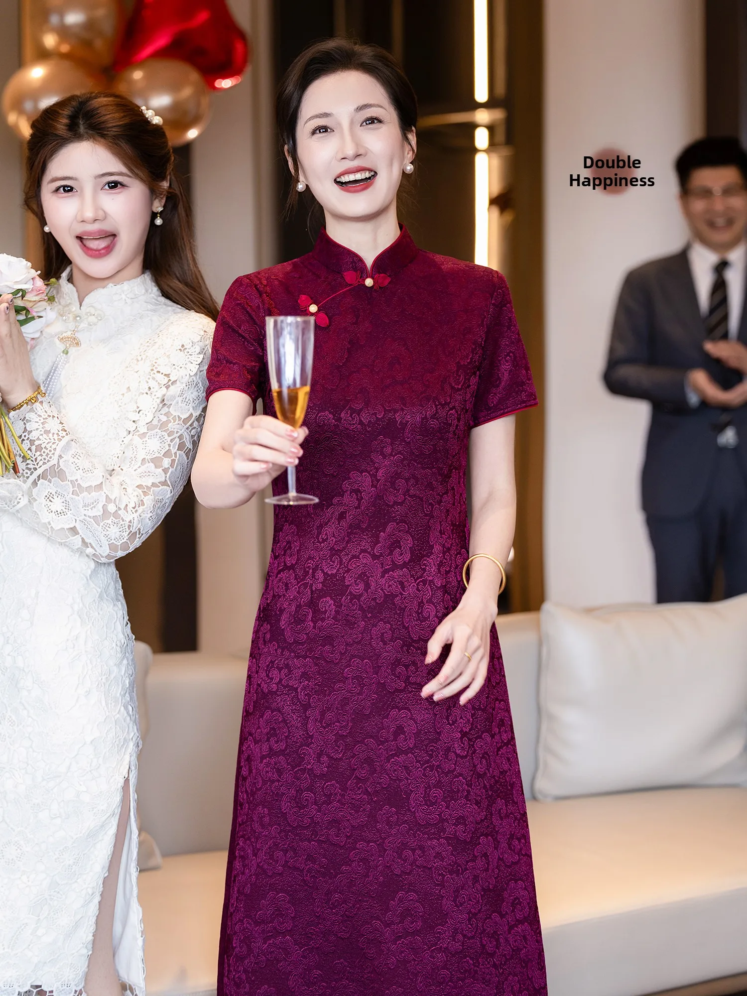 Purple Red Wedding Dress A-Line Skirt Female New Chinese Style Matron of Summer Dress Breathable Polyester
Purple Red Wedding Dress A-Line Skirt Female New Chinese Style Matron of Summer Dress Breathable Polyester