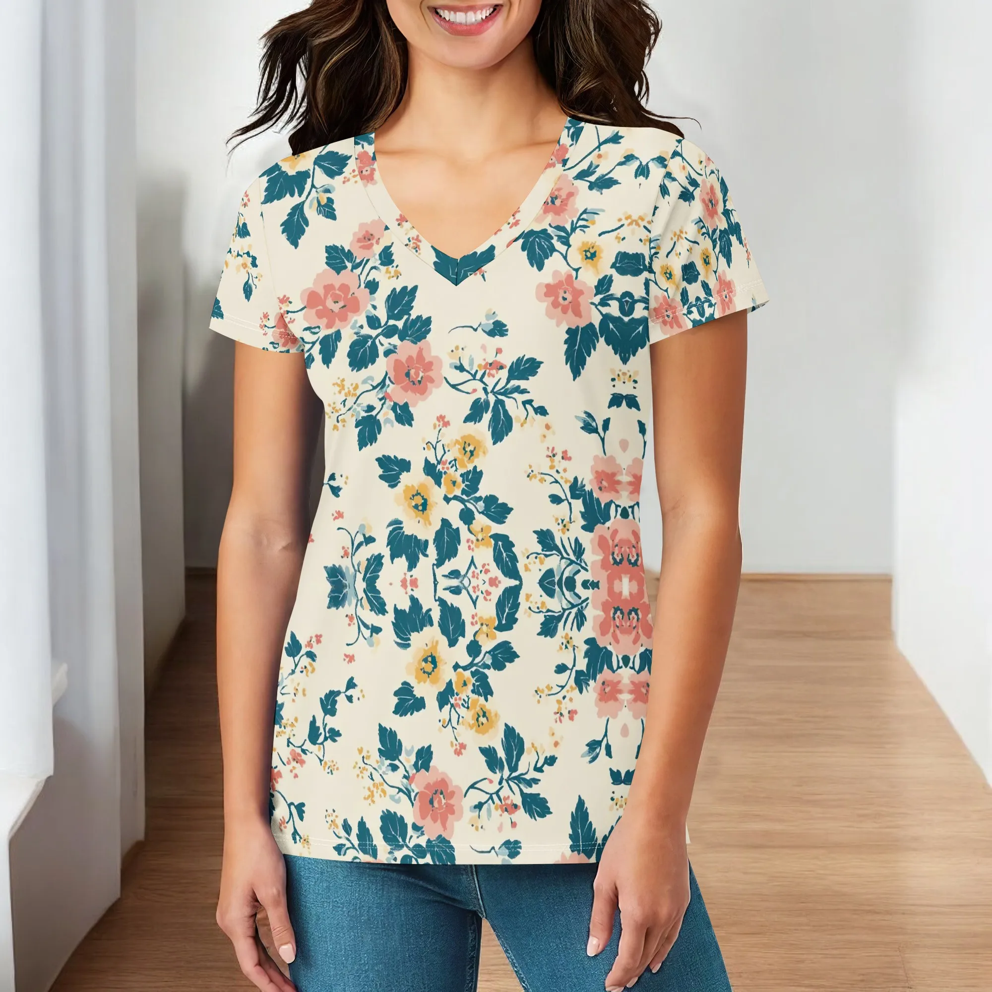 Womens Vintage Flowers Graphics Summer Tops V Neck Short Sleeve Shirts Trendy Dressy Casual Vacation Outfits Printed Tees S-3XL
Womens Vintage Flowers Graphics Summer Tops V Neck Short Sleeve Shirts Trendy Dressy Casual Vacation Outfits Printed Tees S-3XL