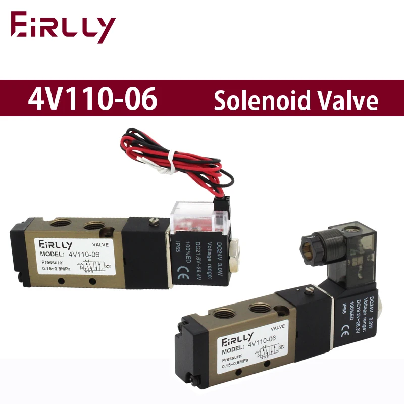 4V110-06 5 Way 2 Position 1/8" Pneumatic Solenoid Valve DC 24V DC 12V AC 110V AC220V with 4mm 6mm 8mm Fitting
4V110-06 5 Way 2 Position 1/8" Pneumatic Solenoid Valve DC 24V DC 12V AC 110V AC220V with 4mm 6mm 8mm Fitting