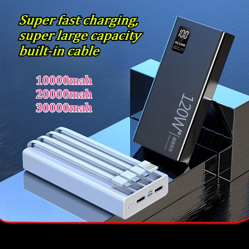 30000mah Power Bank with Super Fast Charging Large Capacity Built-in Cable Long Battery Life Stable Mobile Power Bank
30000mah Power Bank with Super Fast Charging Large Capacity Built-in Cable Long Battery Life Stable Mobile Power Bank