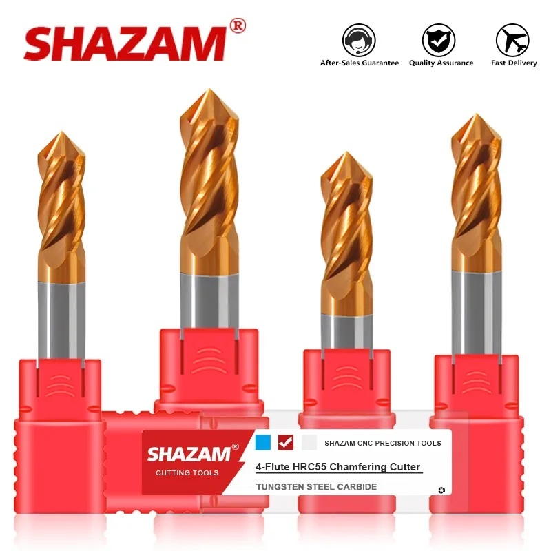 SHAZAM HRC55 Tungsten Steel Chamfering Cutter 4-Flute For Steel Spiral Groove 60° 90° 120° Solid Carbide End Milling Cutter
SHAZAM HRC55 Tungsten Steel Chamfering Cutter 4-Flute For Steel Spiral Groove 60° 90° 120° Solid Carbide End Milling Cutter