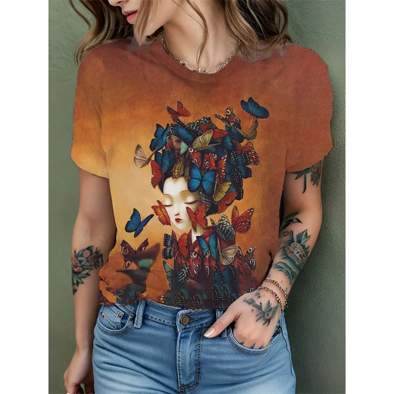 Butterfly Pattern T-Shirt For Women Flower Insects 3D Printed Tees Summer Loose Tops Short Sleeves Personality O-Neck T Shirts
Butterfly Pattern T-Shirt For Women Flower Insects 3D Printed Tees Summer Loose Tops Short Sleeves Personality O-Neck T Shirts